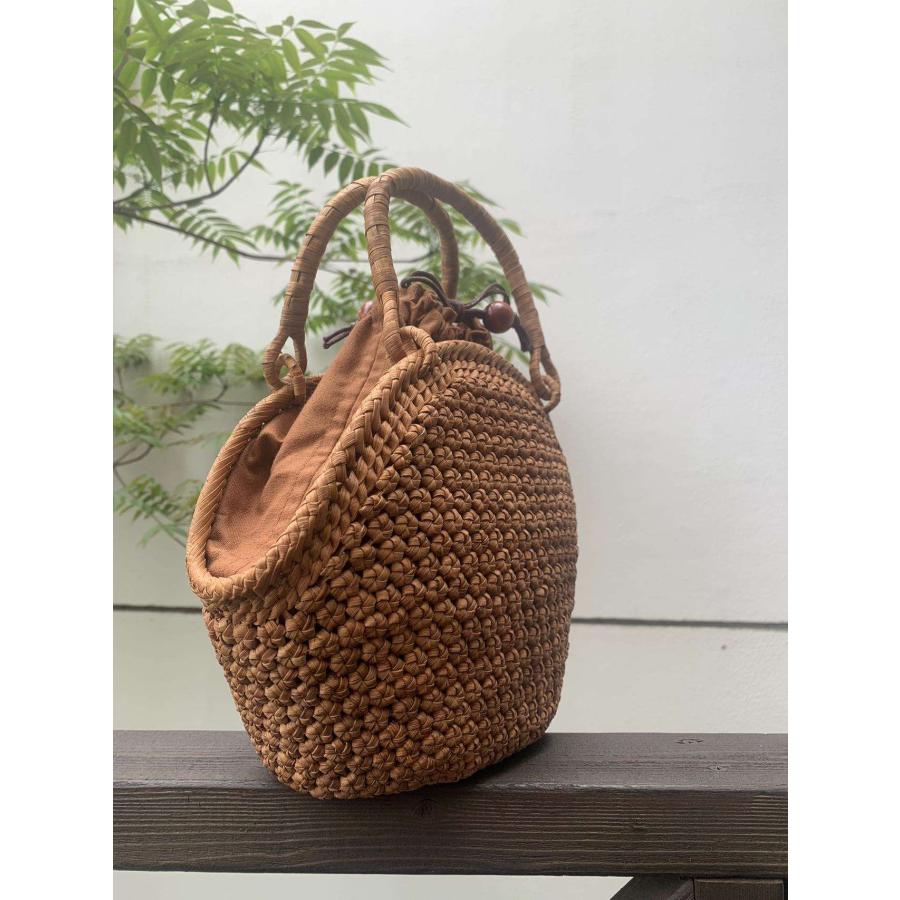 山葡萄 山葡萄かごバッグ 手作り 籠バッグ 内布あり 小粒花編み (約)幅