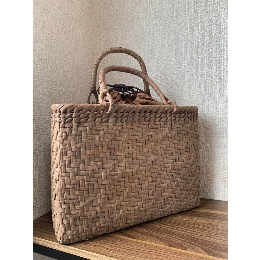 国産山葡萄 山葡萄かごバッグ 手作り 籠バッグ 網代編み 内布あり 和服