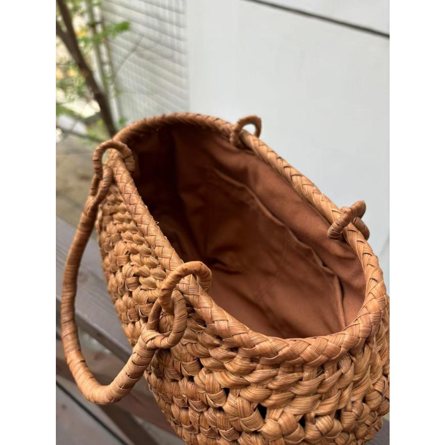 山葡萄 山葡萄かごバッグ 手作り 内布あり 花編み 丸い レディースかご