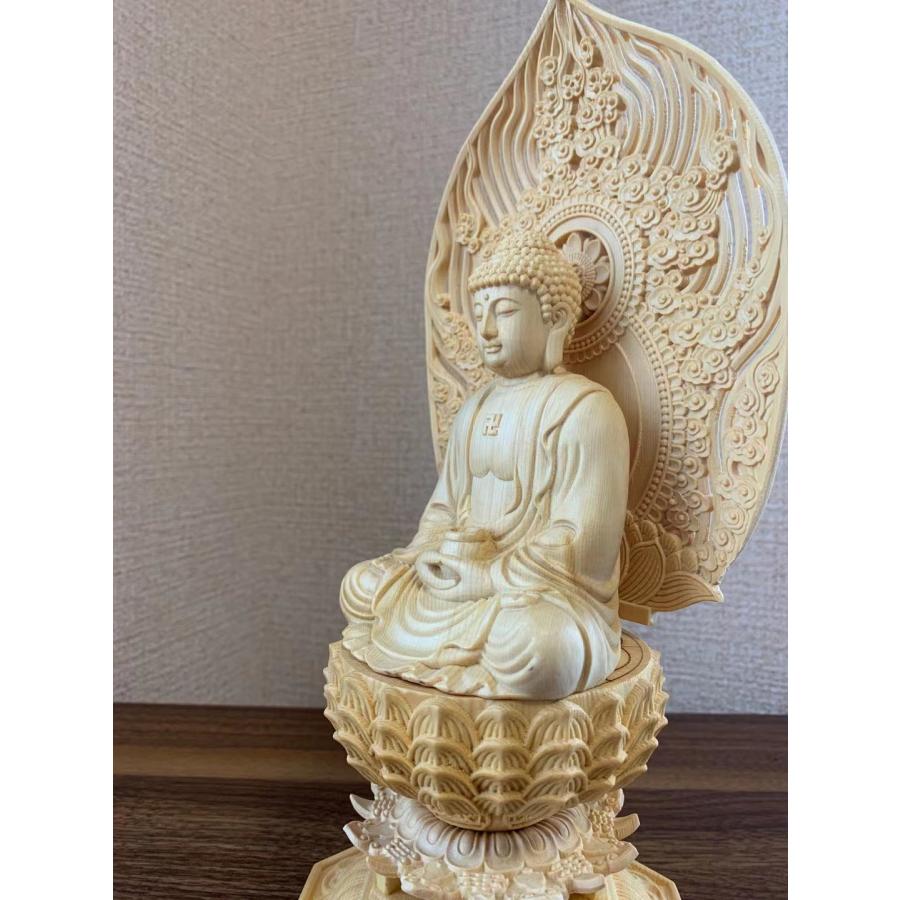 仏像 釈迦如来 釈迦牟尼如来 木彫 檜木 (約)高28cm×幅12cm×奥行12cm 