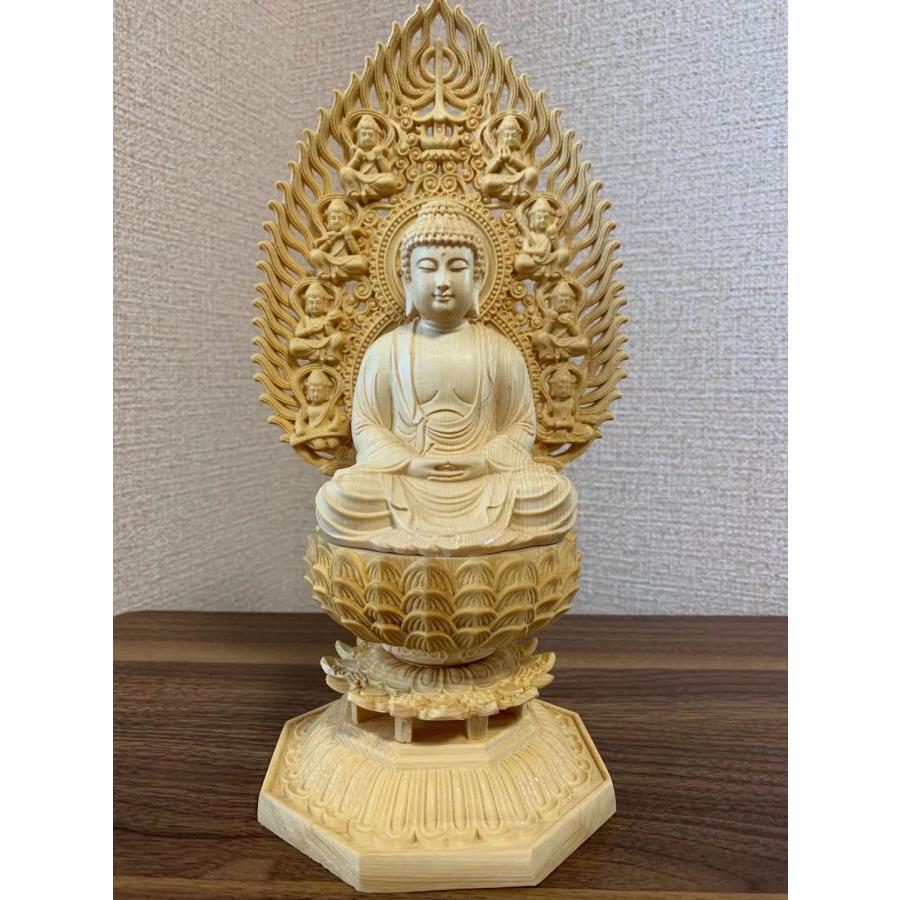 仏像 釈迦如来 釈迦牟尼仏 お釈迦様 木彫 檜木 (約)高28cm×幅12cm×奥行