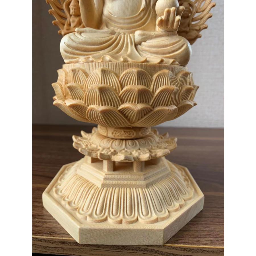 仏像 薬師如来 薬師瑠璃光如来 (約)高28cm×幅12cm×奥行12cm 木彫 檜木 仏具の画像