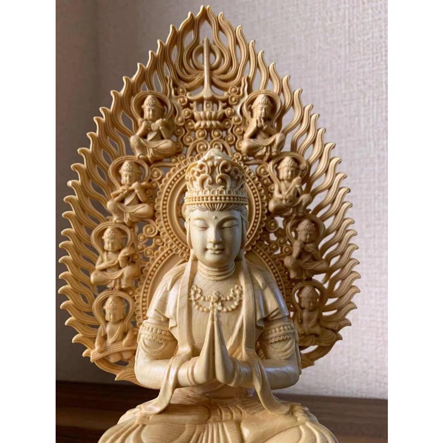mi　仏教美術　木彫　普賢菩薩像　仏像　置物　共箱　V　7995 仏像 普賢菩薩像 普賢菩薩 檜木 木彫 仏具 (約)高28cm×幅12cm×奥行12cm