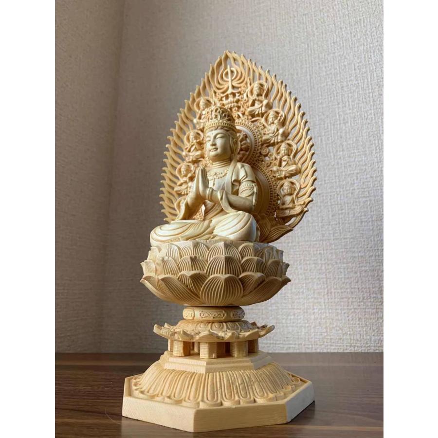 仏像 普賢菩薩像 普賢菩薩 檜木 木彫 仏具 (約)高28cm×幅12cm×奥行12cm