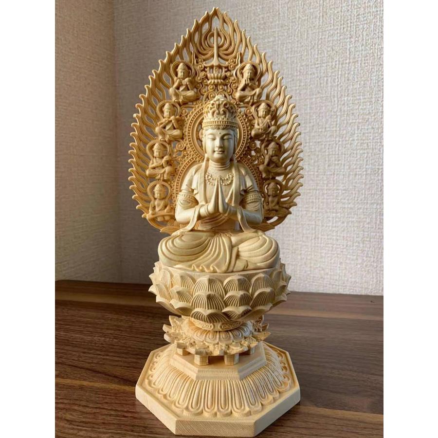 mi　仏教美術　木彫　普賢菩薩像　仏像　置物　共箱　V　7995 仏像 普賢菩薩像 普賢菩薩 檜木 木彫 仏具 (約)高28cm×幅12cm×奥行12cm