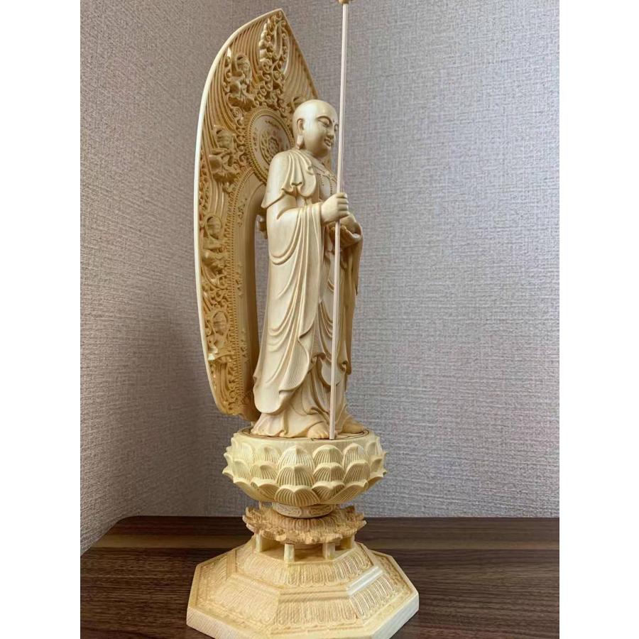 仏像 地蔵菩薩像 地蔵菩薩 檜木 木彫 仏具 (約)高43cm×幅14cm×奥行14cm 