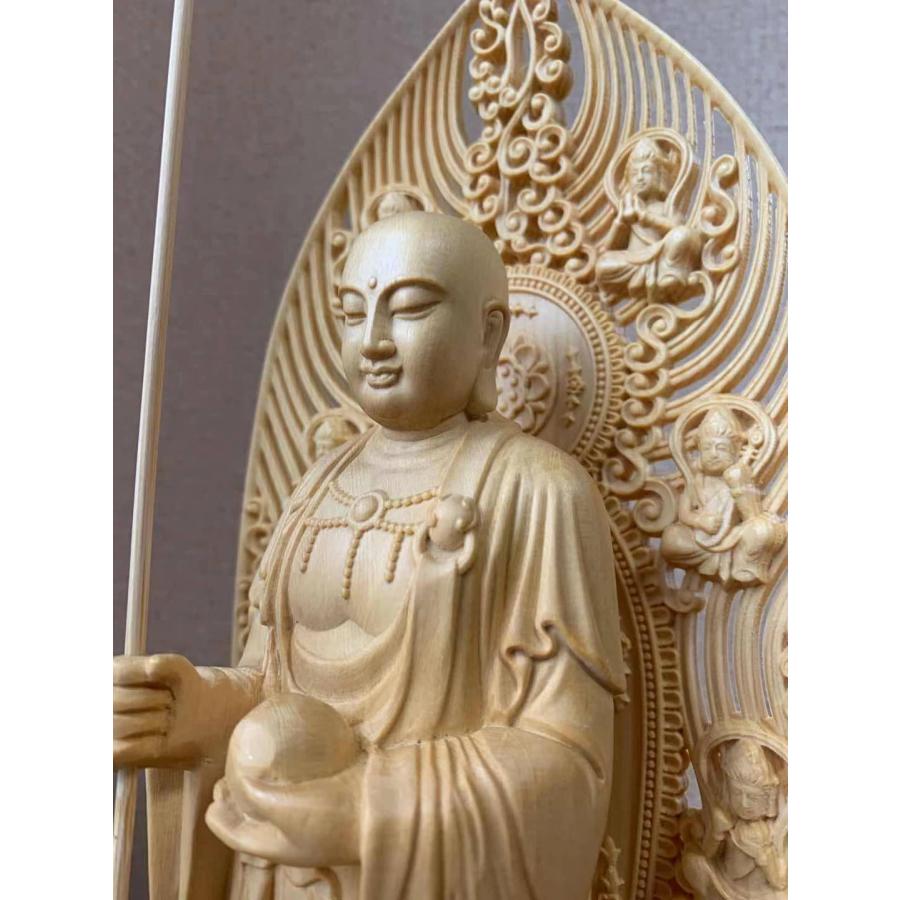 特典 仏像 地蔵菩薩像 地蔵菩薩 檜木 木彫 仏具 (約)高43cm×幅14cm×奥行14cm