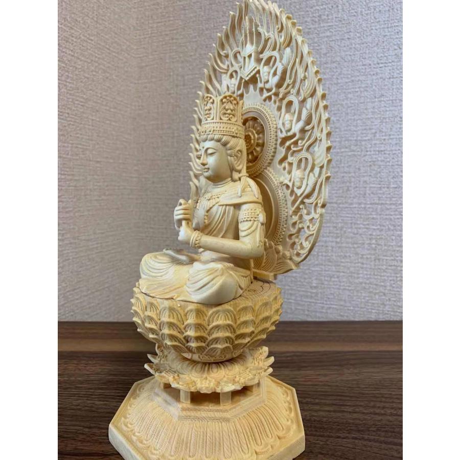 仏像 大日如来像 大日如来 檜木 木彫 仏具 (約)高28cm×幅12cm×奥行12cm 