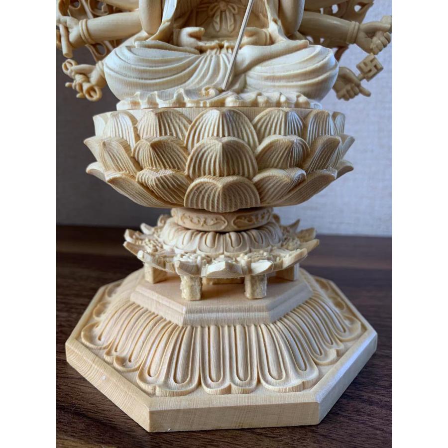 仏像 准胝観音菩薩 准胝観音菩薩像 檜木 木彫り 仏具 (約)高28cm×幅14cm×奥行12.5cmの画像