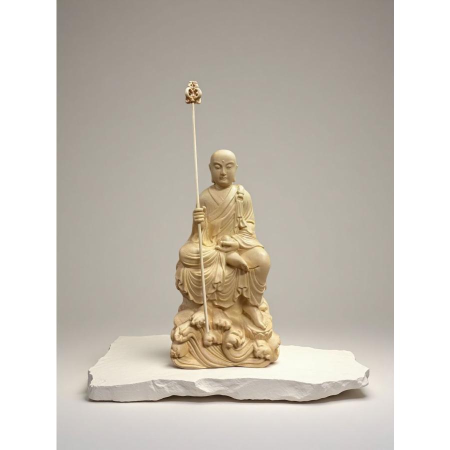 仏像 地蔵菩薩 地蔵菩薩像 檜木 ヒノキ 木彫 仏具 (約)高20cm×幅10cm 