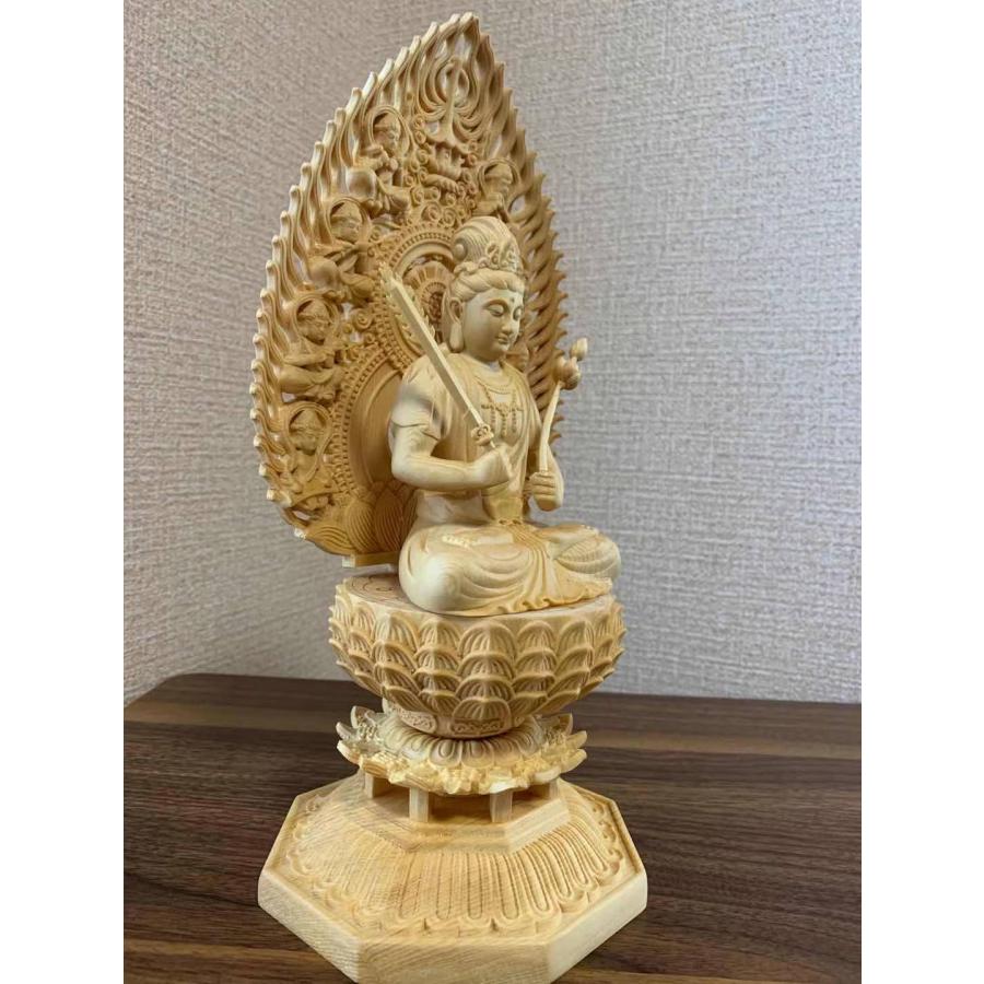 仏像 虚空蔵菩薩像 虚空蔵菩薩 檜木 木彫 仏具 (約)高28cm×幅12cm×奥行