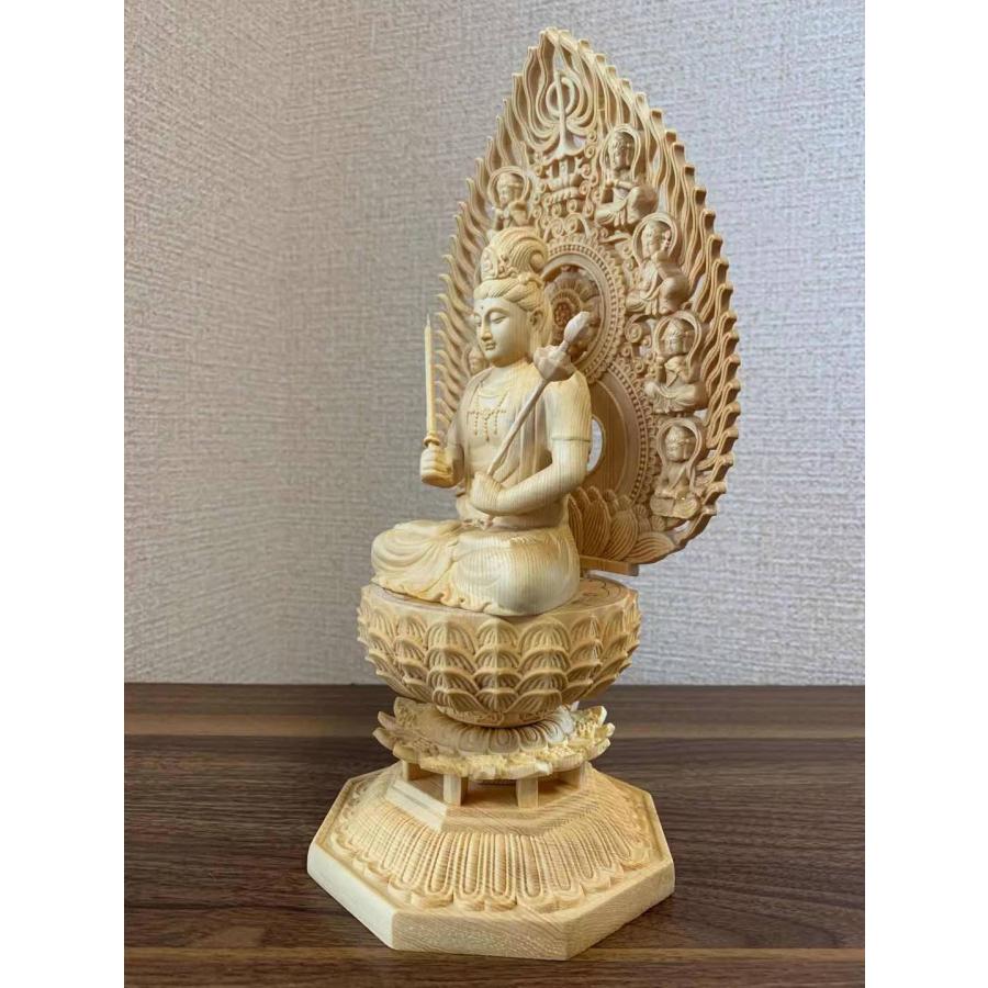 仏像 虚空蔵菩薩像 虚空蔵菩薩 檜木 木彫 仏具 (約)高28cm×幅12cm×奥行