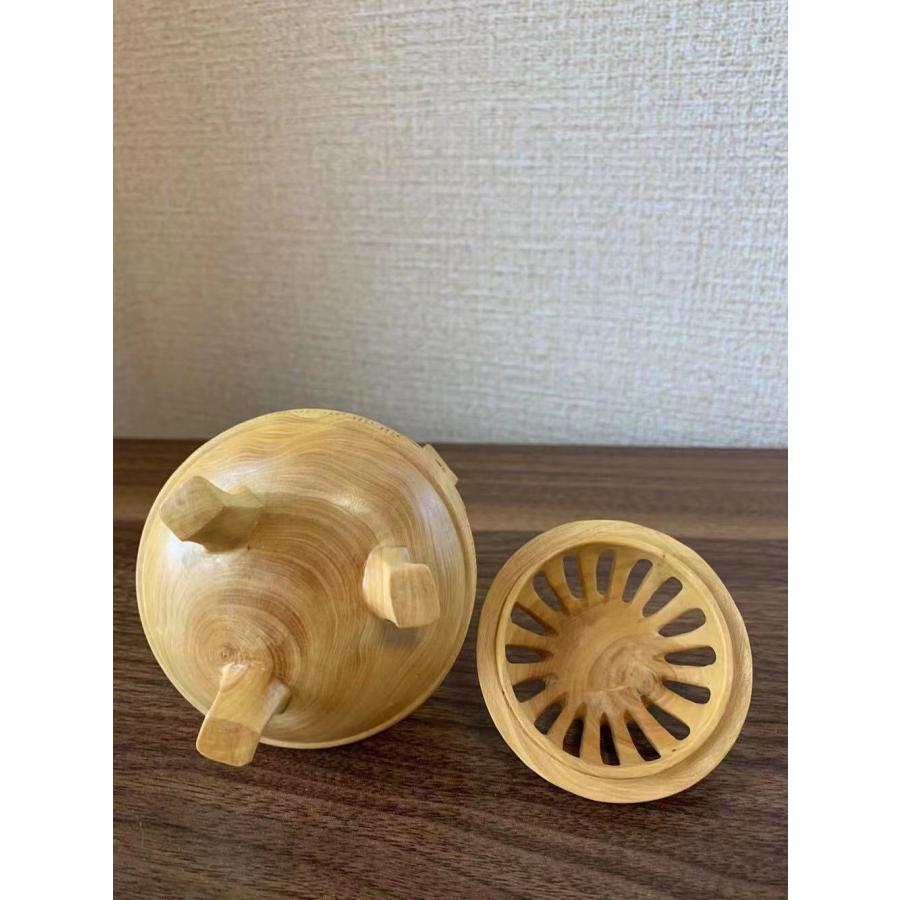 仏具 香炉 吉祥回字紋 ツゲ 木彫 (約)高10cm×幅9cm×奥行9cm : 20000033 