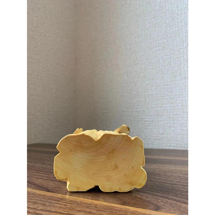木彫 飾り 鳥 ツゲ 置き物 (約)高17cm×幅8cm×奥行5cmの画像