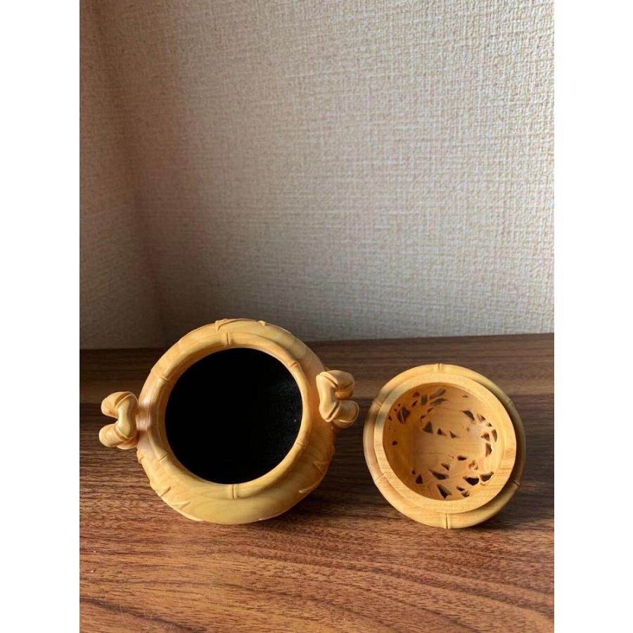 香炉 竹柄 ツゲ 木彫 (約)高10cm×幅8cm×奥行8cm 【マンダラブッダチベット】