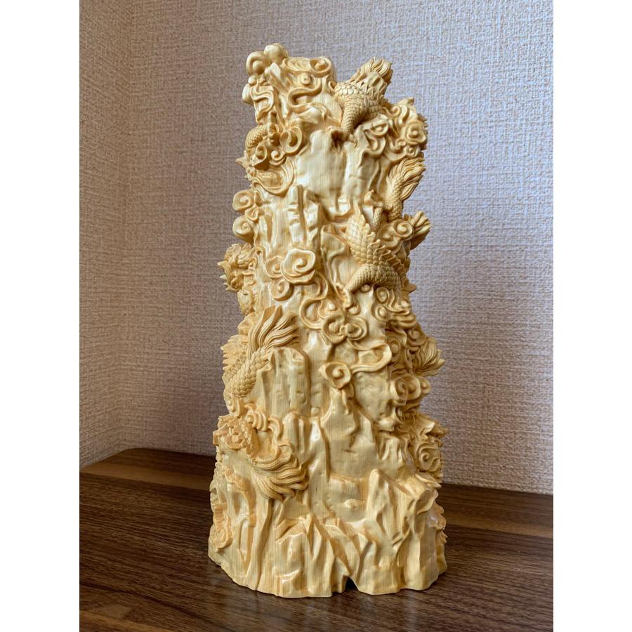 仏像 観音菩薩像 龍上観音菩薩 九龍観音 ツゲ 仏具 木彫 クリアランス