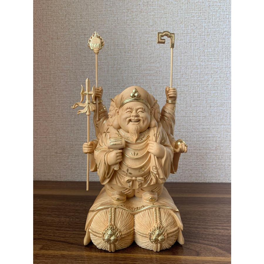 仏像 三面六臂大黒天像 三面大黒天像 七福神 商売繁盛 福徳開運 檜木