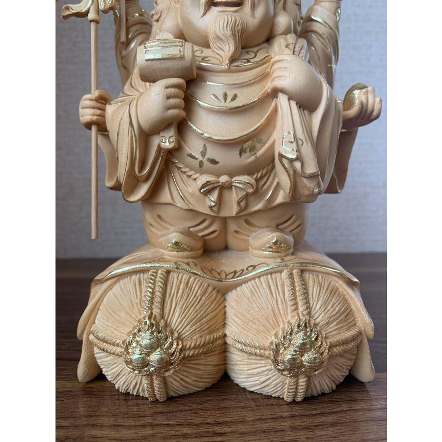 仏像 三面六臂大黒天像 三面大黒天像 七福神 商売繁盛 福徳開運 檜木
