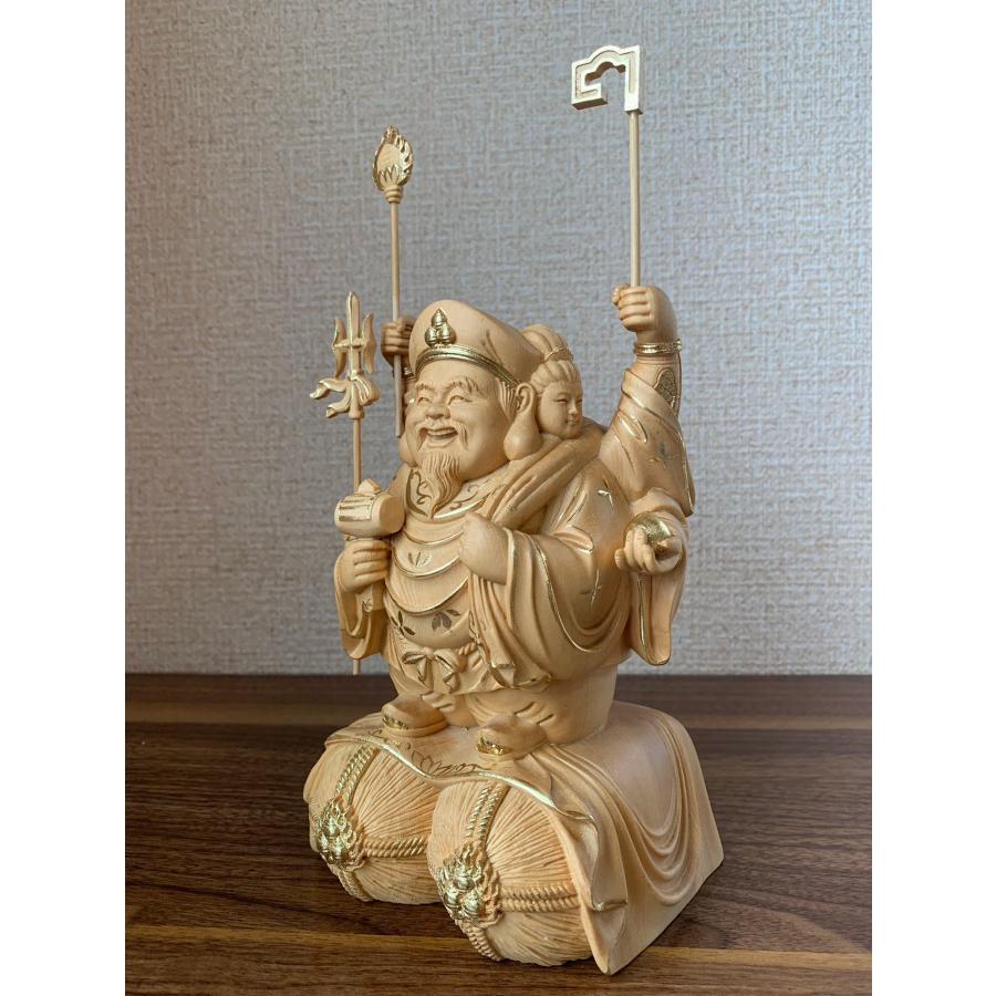 仏像 三面六臂大黒天像 三面大黒天像 七福神 商売繁盛 福徳開運 檜木