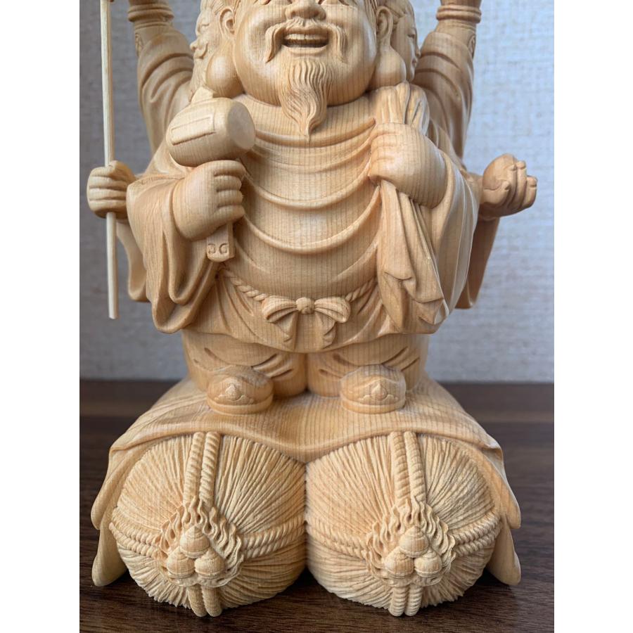 仏像 三面六臂大黒天像 三面大黒天像 七福神 商売繁盛 福徳開運 檜木