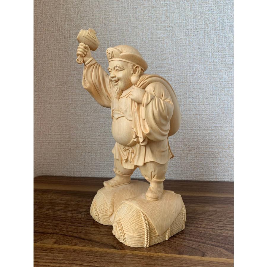 仏像 大黒天像 大黒天像 七福神 商売繁盛 福徳開運 檜木 木彫 仏具 (約 