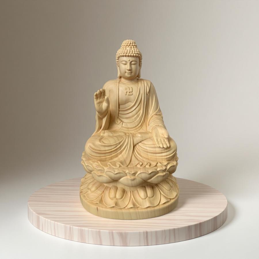 釈迦如来座像　木彫仏像　仏教美術 仏教美術 木彫仏像 釈迦三尊像 釈迦如来 特大高83cm 三尊 彫刻 木彫
