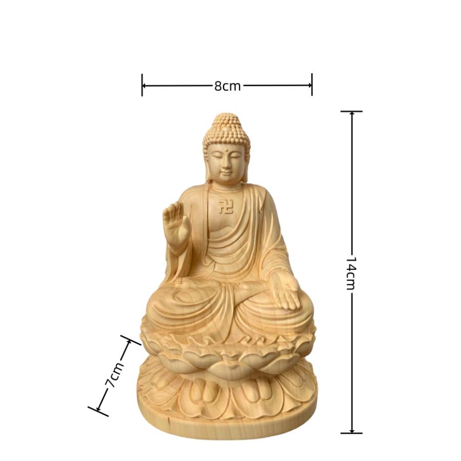 仏像 釈迦如来像 お釈迦様 釈迦如来坐像 ツゲ 木彫 仏具 (約)高14cm×幅