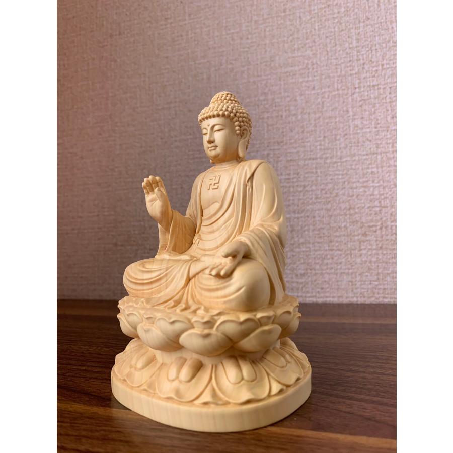 仏像 釈迦如来像 お釈迦様 釈迦如来坐像 ツゲ 木彫 仏具 (約)高14cm×幅
