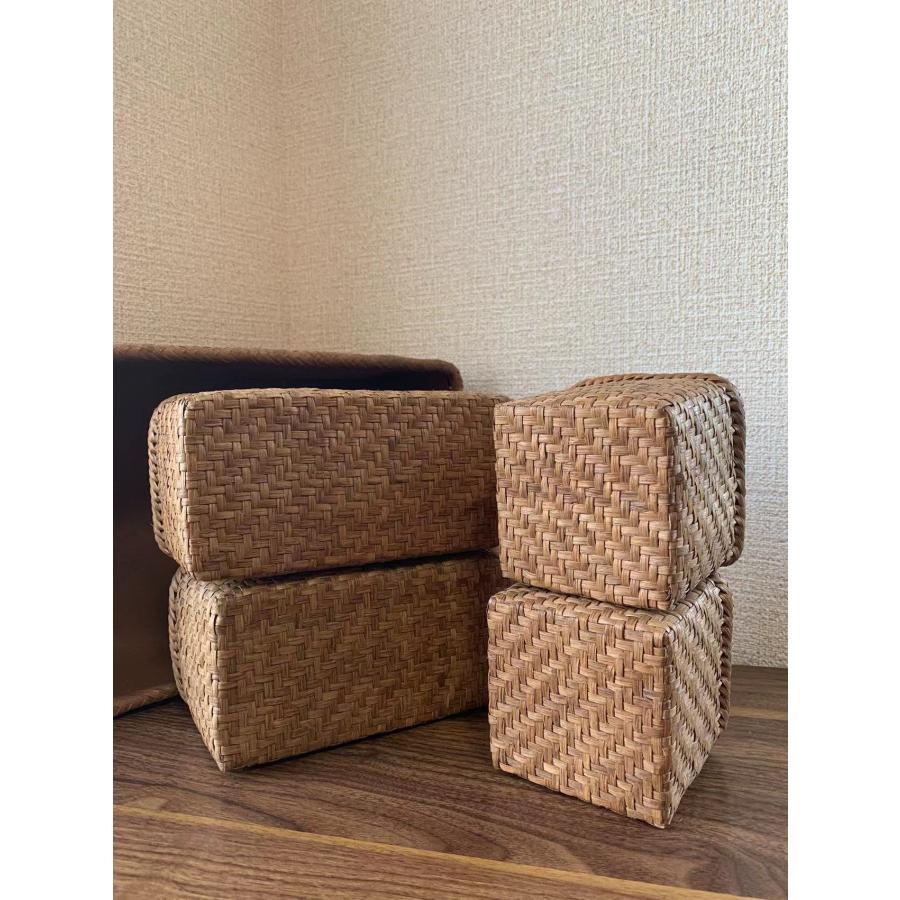山葡萄　手作り　収納箱セット　網代編み  細ひご 山葡萄 手作り 収納箱セット 網代編み (約)幅30×本体高さ11×マチ