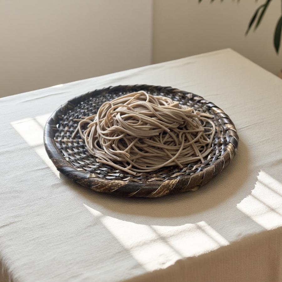 【20枚セット】蕎麦ざる 竹ざる 蕎麦皿 手作りそばざる 黒竹 直径約24cm 戸隠風 (盛り目安 大盛り一人前) 20枚セット 年越しそばざるの画像