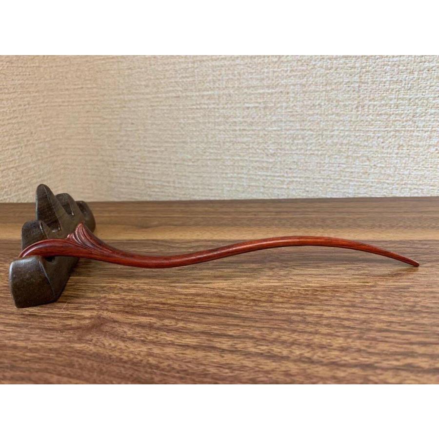 簪 かんざし 一本 髪飾り ヘアアクセサリー 和装 上品簪 高級簪 和風 一本挿し 簪手作り 木彫 紫檀 (約)長さ20cm : 星凌商店 ...