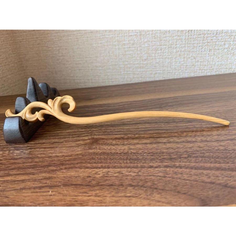 簪 かんざし 一本 髪飾り ヘアアクセサリー 和装 上品簪 高級簪 和風 一本挿し 簪手作り 木彫 柘植 ツゲ (約)長さ20cm : 星凌 ...