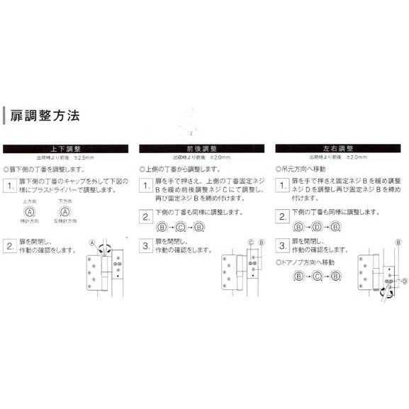 ドア蝶番 吊元左右兼用(三次元調整付)DH6-33(税込) シルバー色