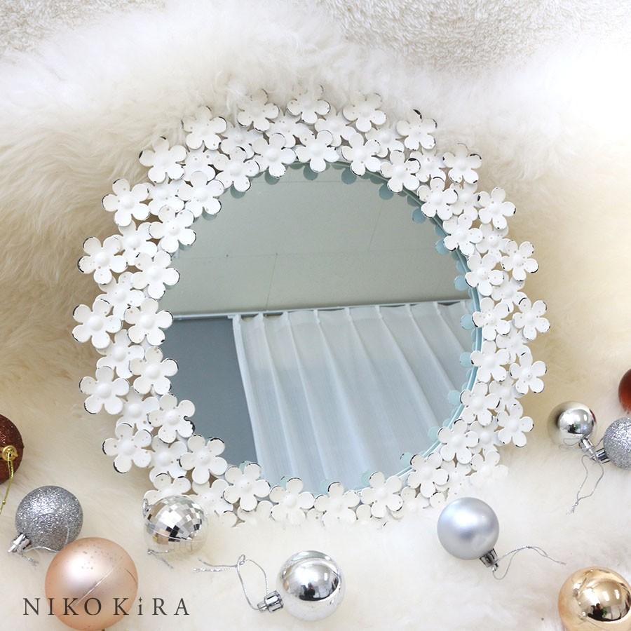 壁掛けミラー おしゃれ 鏡 ミラー ウォールミラー インテリア 寝室 北欧 洗面 トイレ アンティーク 花 花柄 デイジー フレンチ 開運 メイク鏡 化粧鏡 可愛い 白 Cove 鏡専門店 Niko Kira 通販 Yahoo ショッピング