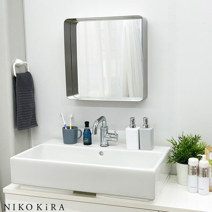 ステンレス フレーム 壁掛け ミラー 鏡 おしゃれ モダン インテリア 幅45cm 正方形 ウォールミラー シンプル かっこいい 洗面 玄関 トイレ イノックス Dul 鏡専門店 Niko Kira 通販 Yahoo ショッピング