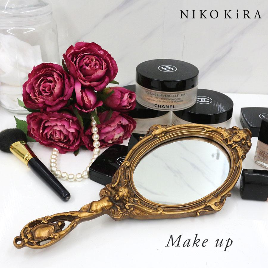 手鏡 おしゃれ ミラー 鏡 楕円ミラー 円 オーバル ハンド ミラー 鏡 アンティーク 手鏡 コンパクト 丸 円形 小さめ 小さい メイク鏡 軽い ゴールド 金 ミニョン Ei 136 鏡専門店 Niko Kira 通販 Yahoo ショッピング