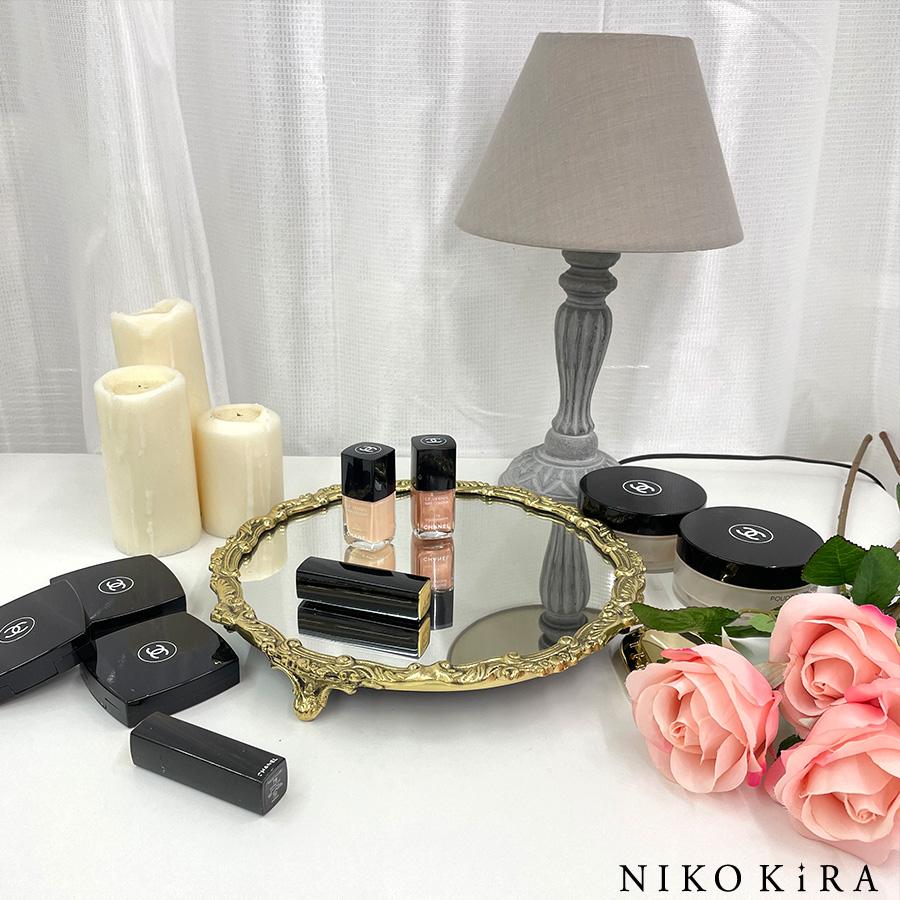 ミラートレー　鏡　トレイ　3サイズ 　セット　ゴールド ミラー トレイ トレー 真鍮 ゴールド 円形 丸 まる 26cm おしゃれ 鏡