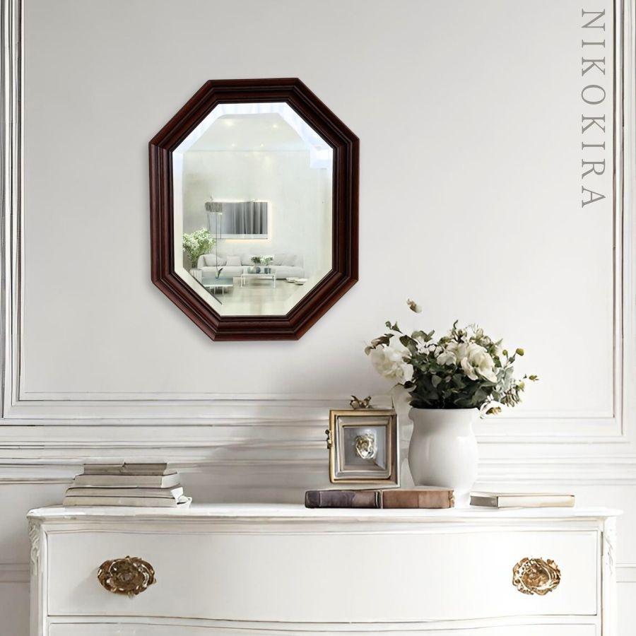 イタリア製　アンティーク　八角 壁掛け鏡　　　　　　ウォールミラー 楽天市場】鏡 壁掛け イタリア製 八角ミラー 鏡 木製 開運 風水