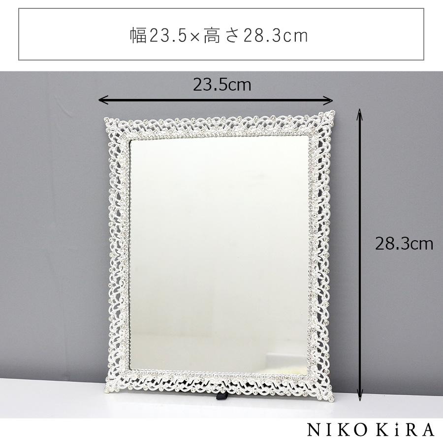 卓上鏡 卓上ミラー おしゃれ 鏡 ミラー スタンドミラー 壁掛け ミラー 化粧鏡 キラキラ プリンセスミラー 姫 ラインストーン 玄関 四角 長方形 かわいい 28cm Ei 05 鏡専門店 Niko Kira 通販 Yahoo ショッピング