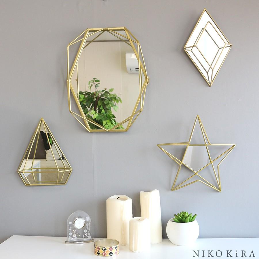 壁掛けミラー 鏡 ゴールド 風水 開運 おしゃれ 壁掛け 鏡 ミラー 壁掛け おしゃれ ウォール 真鍮 ゴールド モダン インテリア ミラー 北欧 トイレ ダイヤ In 0038 鏡専門店 Niko Kira 通販 Yahoo ショッピング