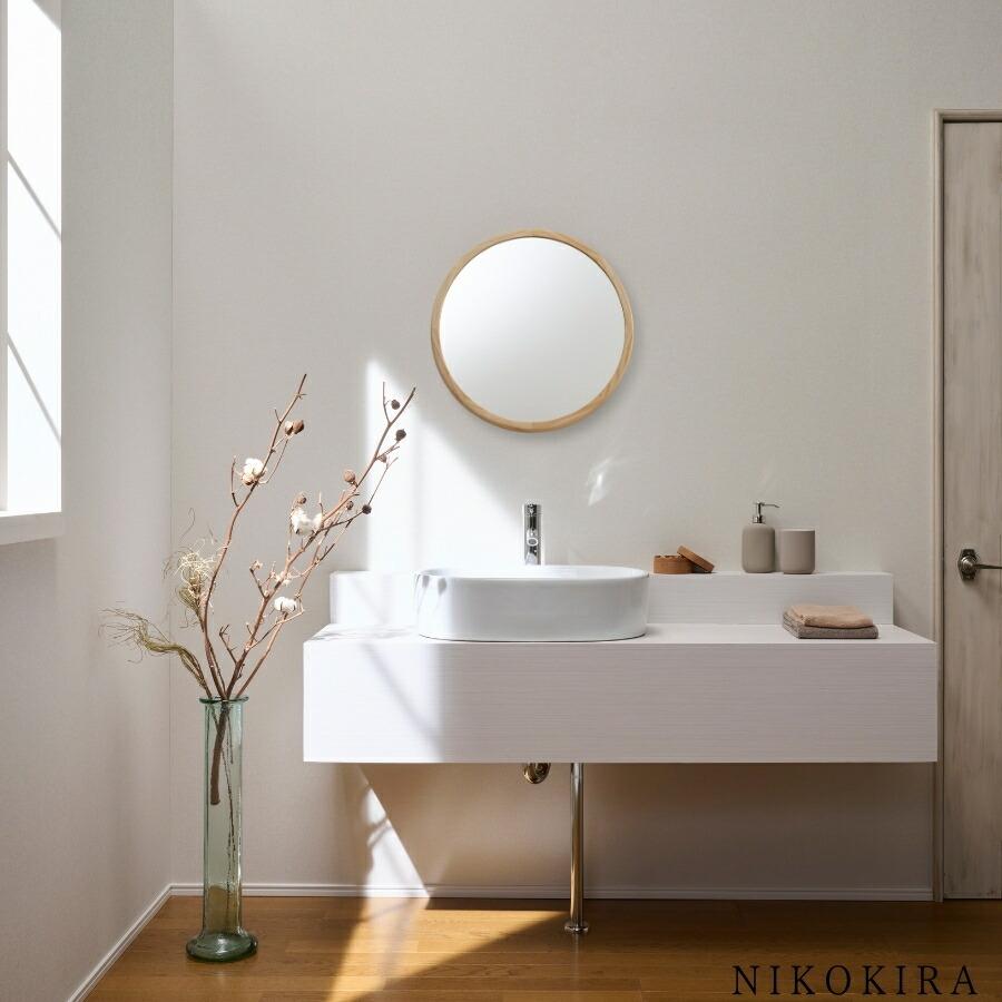 丸型ミラー 洗面所 天然木フレーム 玄関 壁掛けミラー ☆壁掛けミラー 天然木フレーム 丸型ミラー 玄関 洗面所