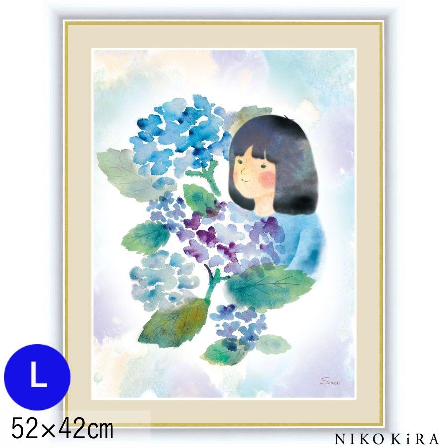 お気に入り 日本画 アート 名画 おしゃれ 絵画 癒し 玄関 42cm 52cm Lサイズ 紫陽花と少女 インテリア モダン えのもと さおり 早織 榎本 絵 最上の品質な Applefaces Co