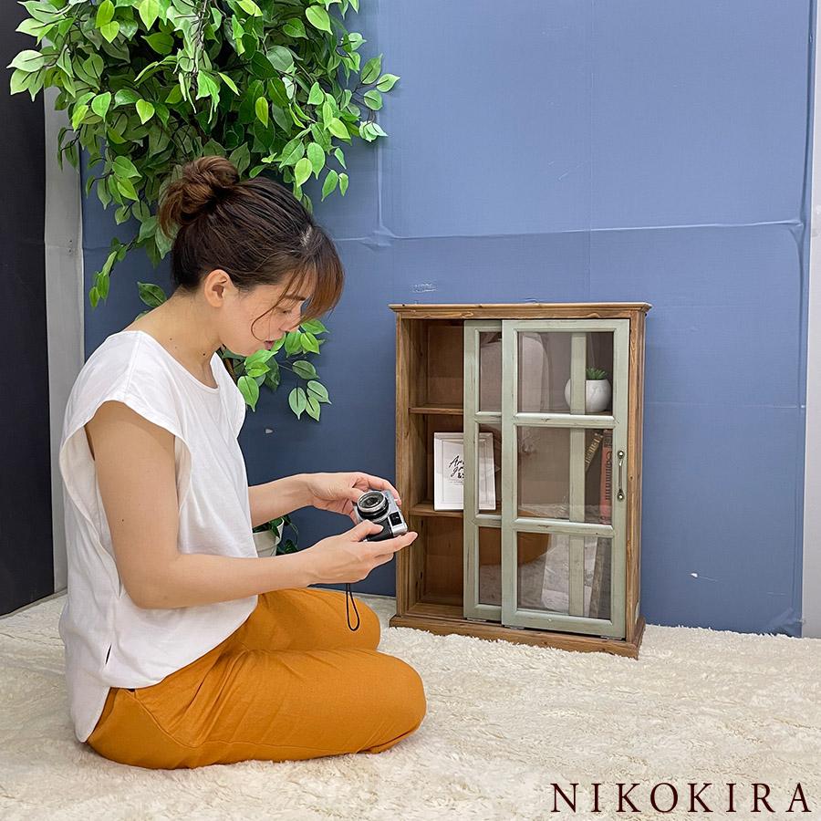 アンティーク スリム 本棚 ガラス扉付 キャビネット 北欧 幅51cm アンティーク スリム 本棚 ガラス扉付 キャビネット 北欧 幅51cm