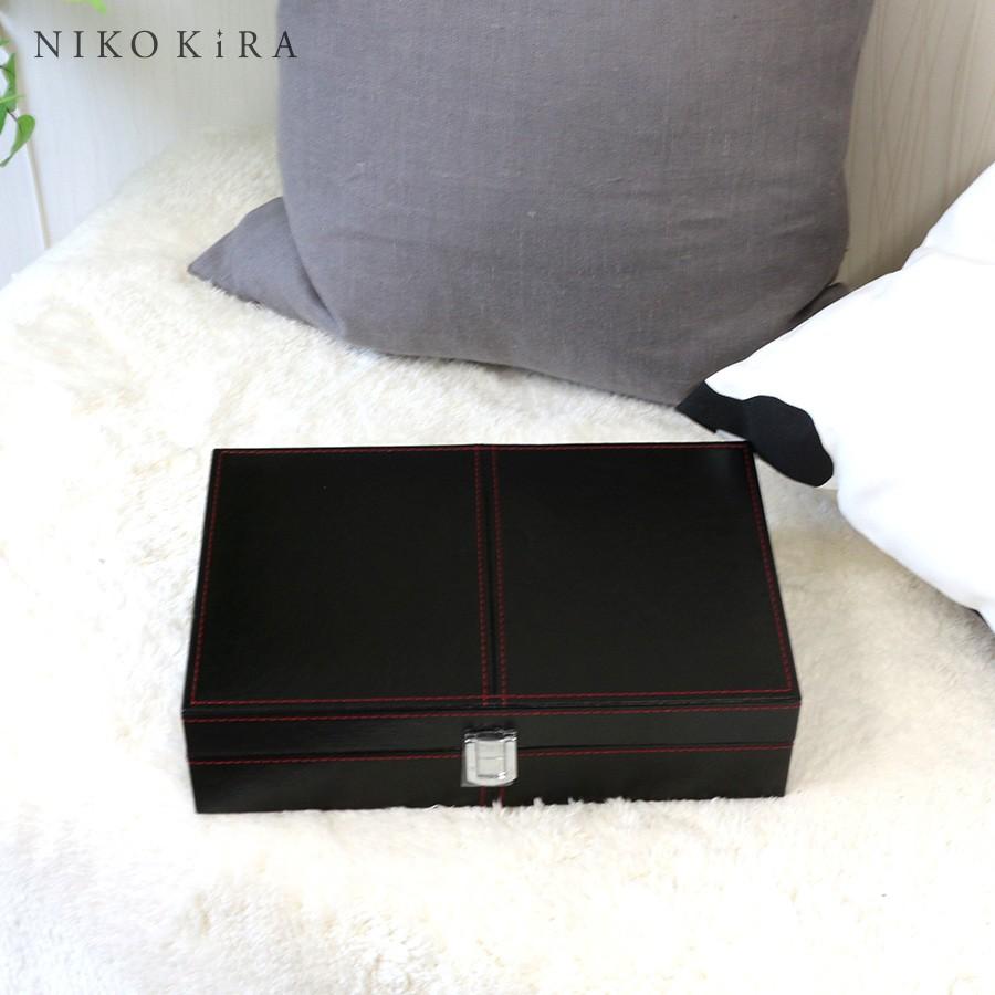 腕時計 ボックス ウォッチ 収納 アクセサリー ケース 時計 おしゃれ 29 レザー 革 6本 収納 6個 ブラック 黒 メンズ レディース 大人 赤 ルージュ ステッチ You 鏡専門店 Niko Kira 通販 Yahoo ショッピング