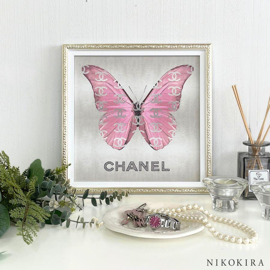 【B2】ポスター CHANEL  インテリア シャネル バタフライ シルバー シャネル アートパネル 絵画 インテリア アート アートポスター