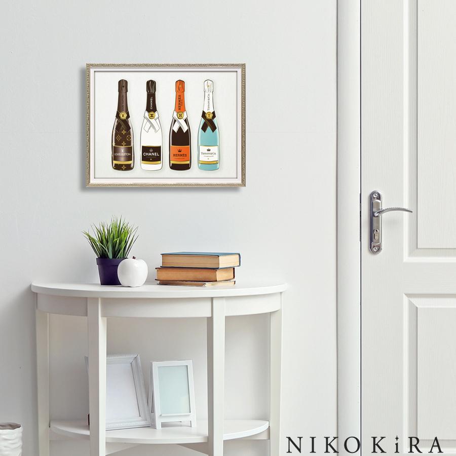 おしゃれ アート かわいい Chanel シャネル ルイヴィトン エルメス ティファニー シャンパン お祝い リボン モノトーン 絵画 シャンパン 6 Sサイズ You 070 鏡専門店 Niko Kira 通販 Yahoo ショッピング