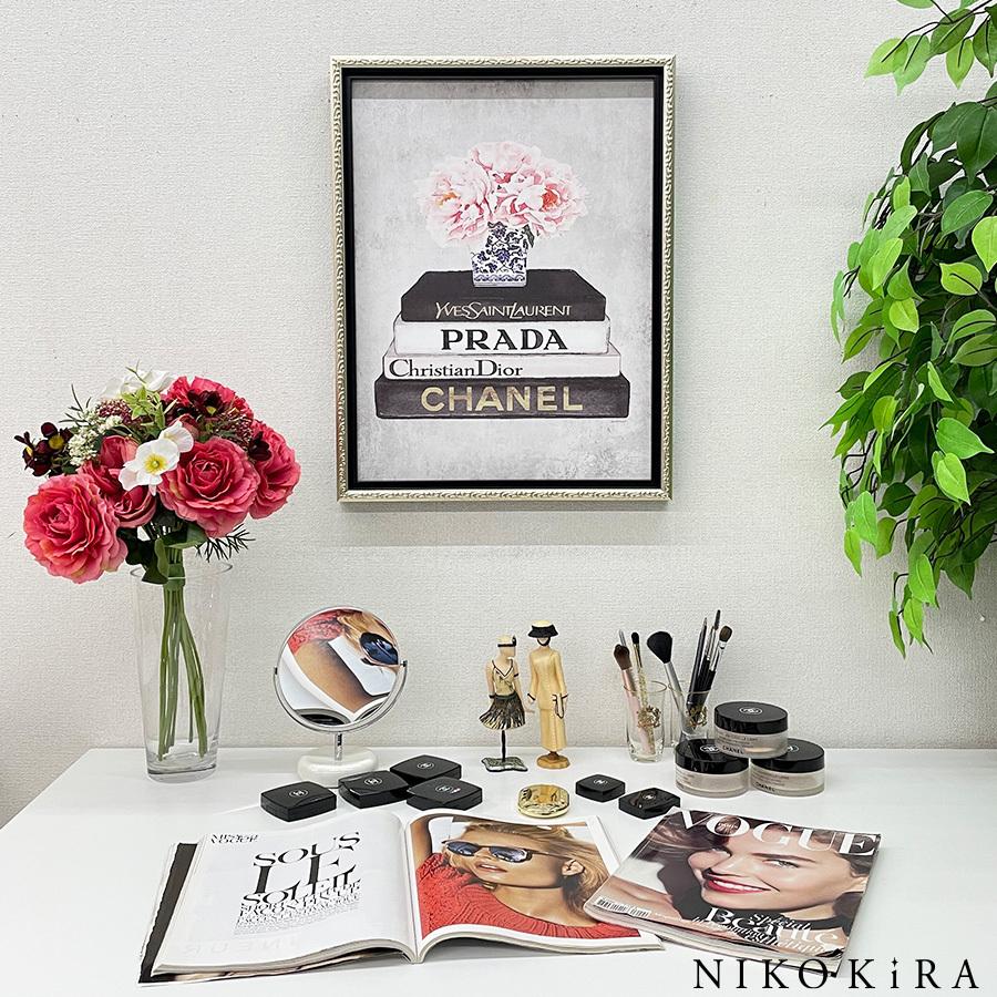 おしゃれ アート かわいい シャネル Chanel ピンク ブーケ 薔薇 ローズ ルイヴィトン 本 プラダ 絵画 ブック スタック ピオニーベース M You 179 鏡専門店 Niko Kira 通販 Yahoo ショッピング