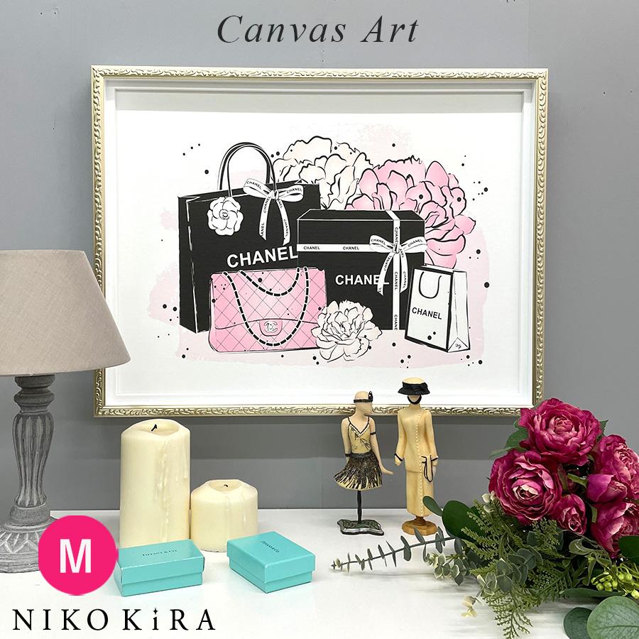 おしゃれ アート かわいい シャネル Chanel ブーケ 薔薇 ローズ ピンク リボン バッグ モチーフ 絵画 ギフト フォーユー Mサイズ You 184 鏡専門店 Niko Kira 通販 Yahoo ショッピング