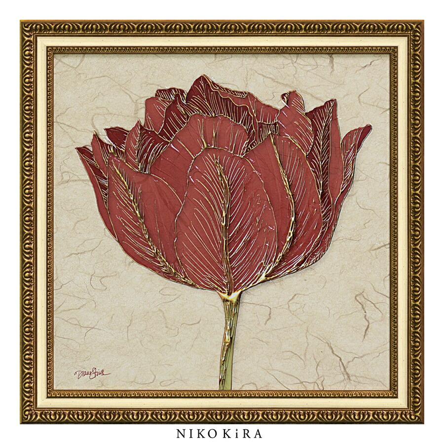 ダイアン スティムソン ゴールド レッド チューリップ 絵画 インテリア