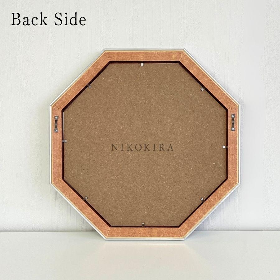 鏡　ミラー　壁掛け　立て掛け　木製フレーム　お洒落　ウッドフレーム　八角形　円形 鏡 ミラー 壁掛け 立て掛け 木製フレーム お洒落 ウッドフレーム